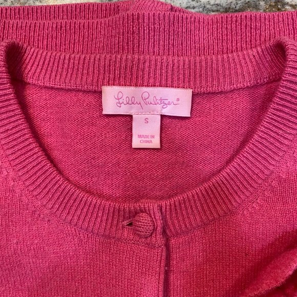 Lilly Pulitzer Cashmere Preppy Cardigan with Fabric Flower Pins - Small - Picture 12 of 16